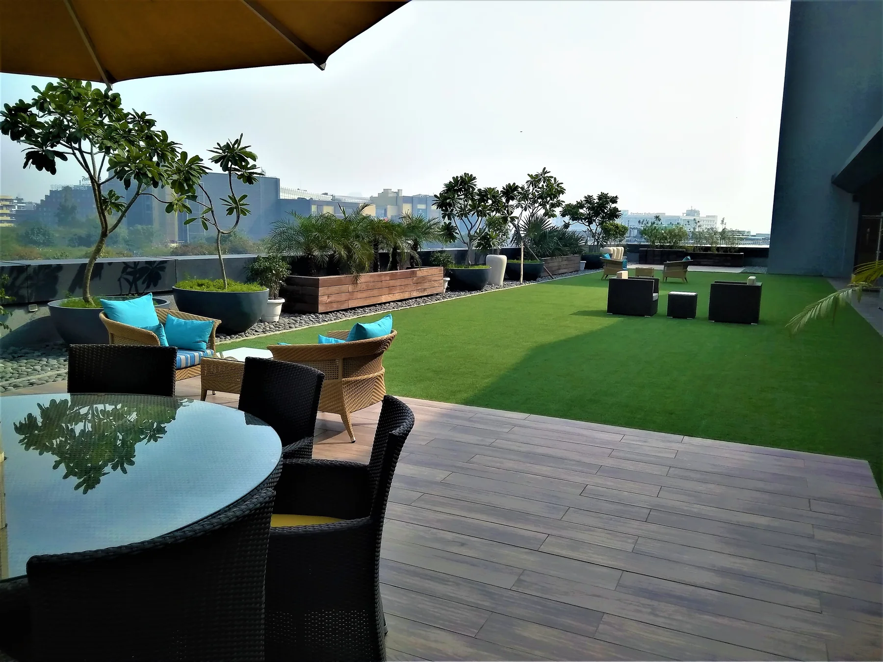 Terrace landscape and seating area at Dainik Bhaskar in Noida