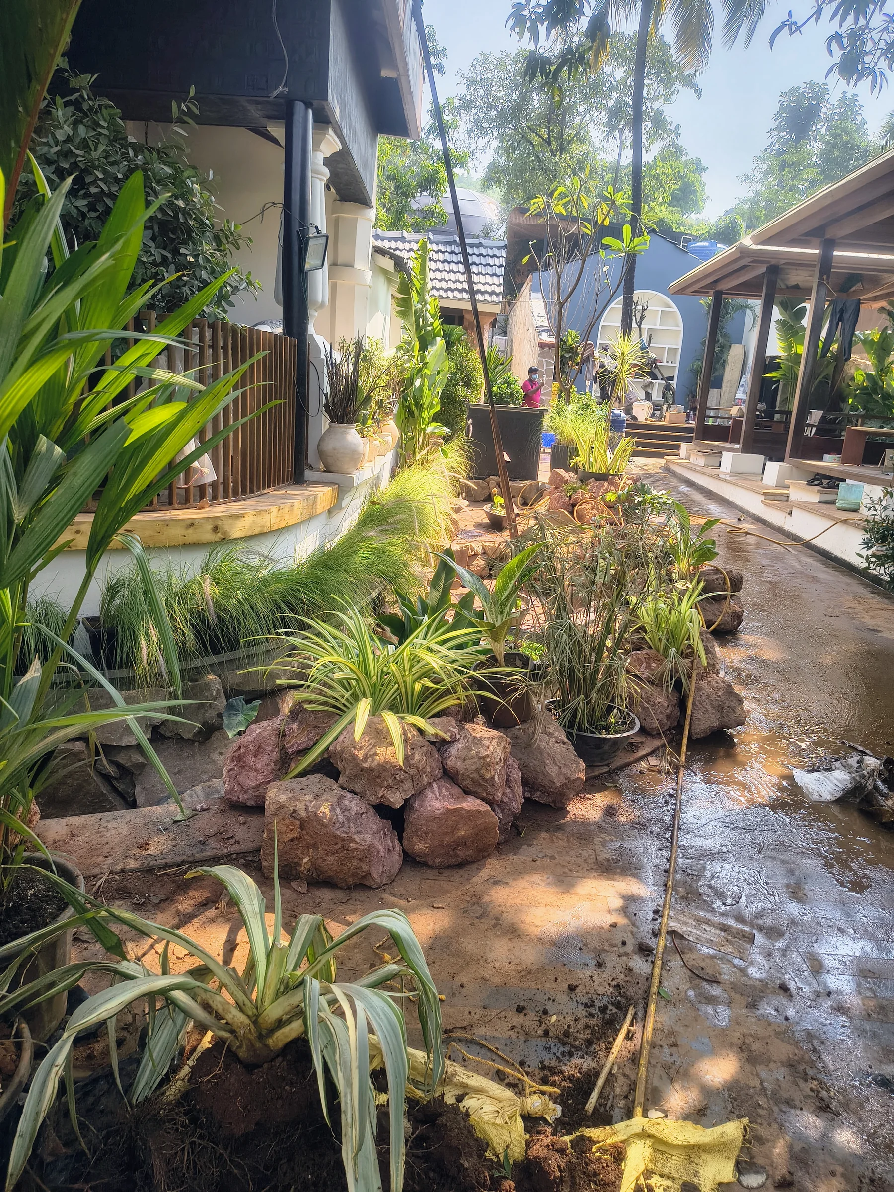 Rock and water feature landscaping at SAN GOA, Goa